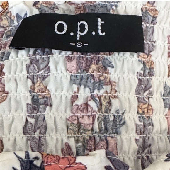 OPT Anthropologie Maxi Dress Sz S Daphne White Floral Smock Puff Sleeve EUC Boho - Picture 8 of 10